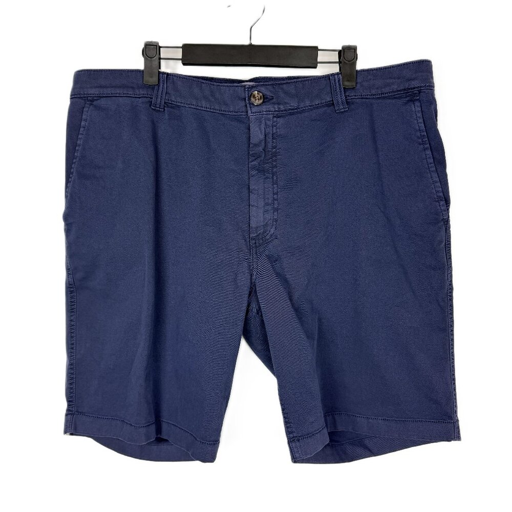 NWT Rowm Chino Shorts Men Stretch Navy Blue Flat Front Cotton Blend 40 x 9"